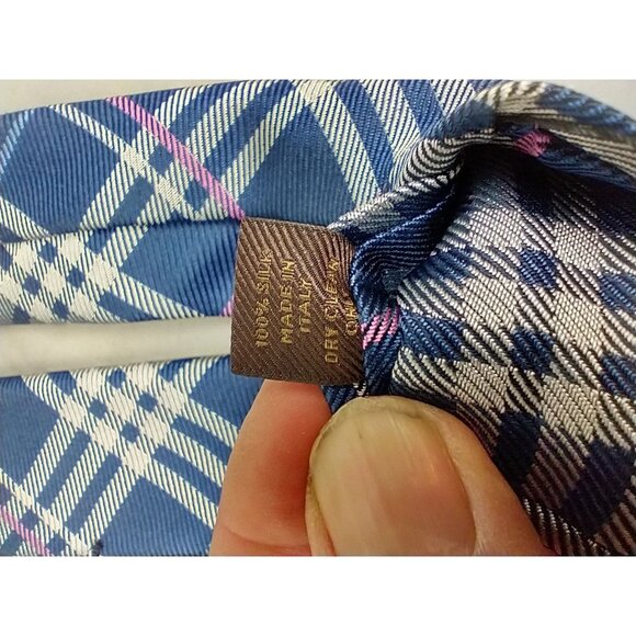 J. Hilburn Silk Tie Blue Pink White Men Necktie Italy Repp 58 X 3.5 - Picture 7 of 9